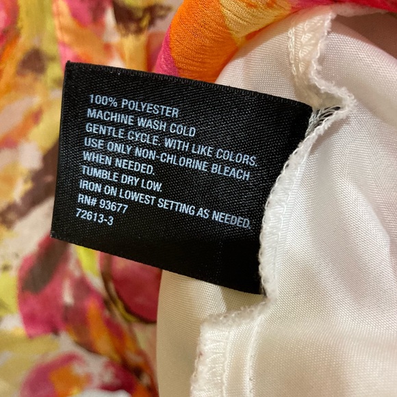 Christopher & Banks XL colorful sunset sheer button up white satin under shirt - Picture 9 of 9